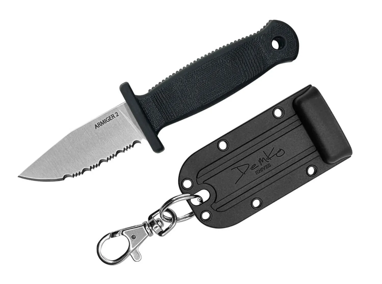 Armiger 2 Clip Point 4034SS TPR Black Serrated>Demko Knives Best