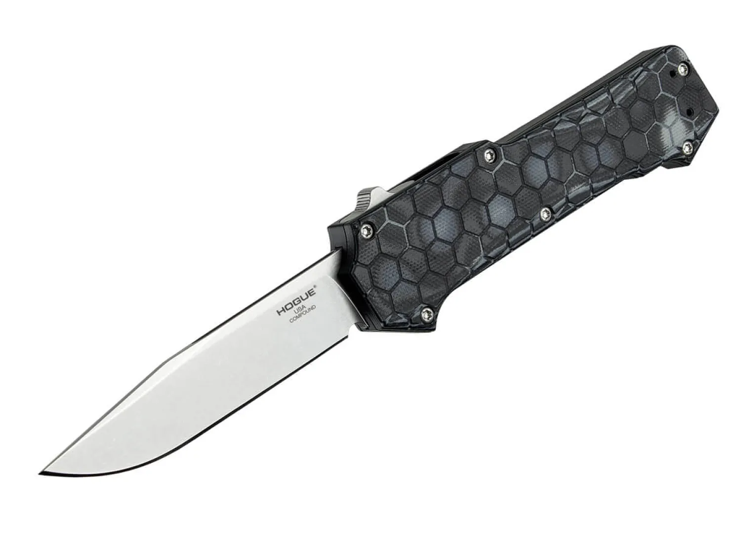 Compound OTF Automatic 3.5 Clippoint G10 G-Mascus Tumbled>Hogue