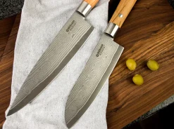 Damast Olive Chefmesser Groß><noscript><img width=