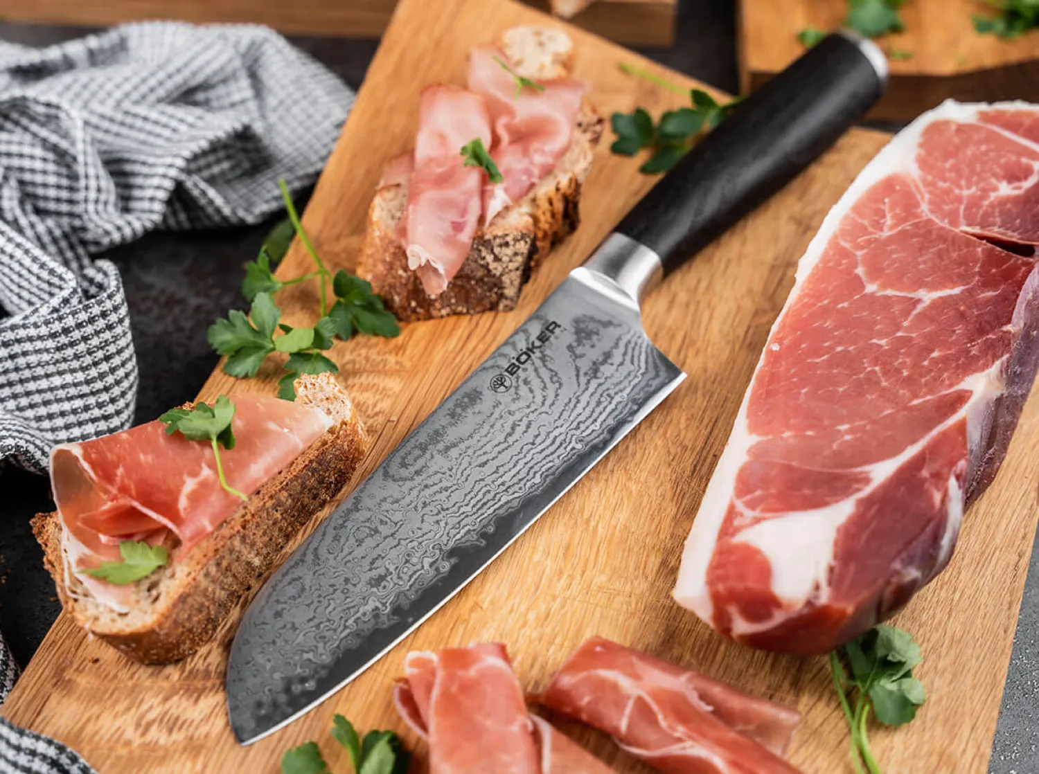 Meisterklinge Damast Santoku>Böker Manufaktur Solingen Hot