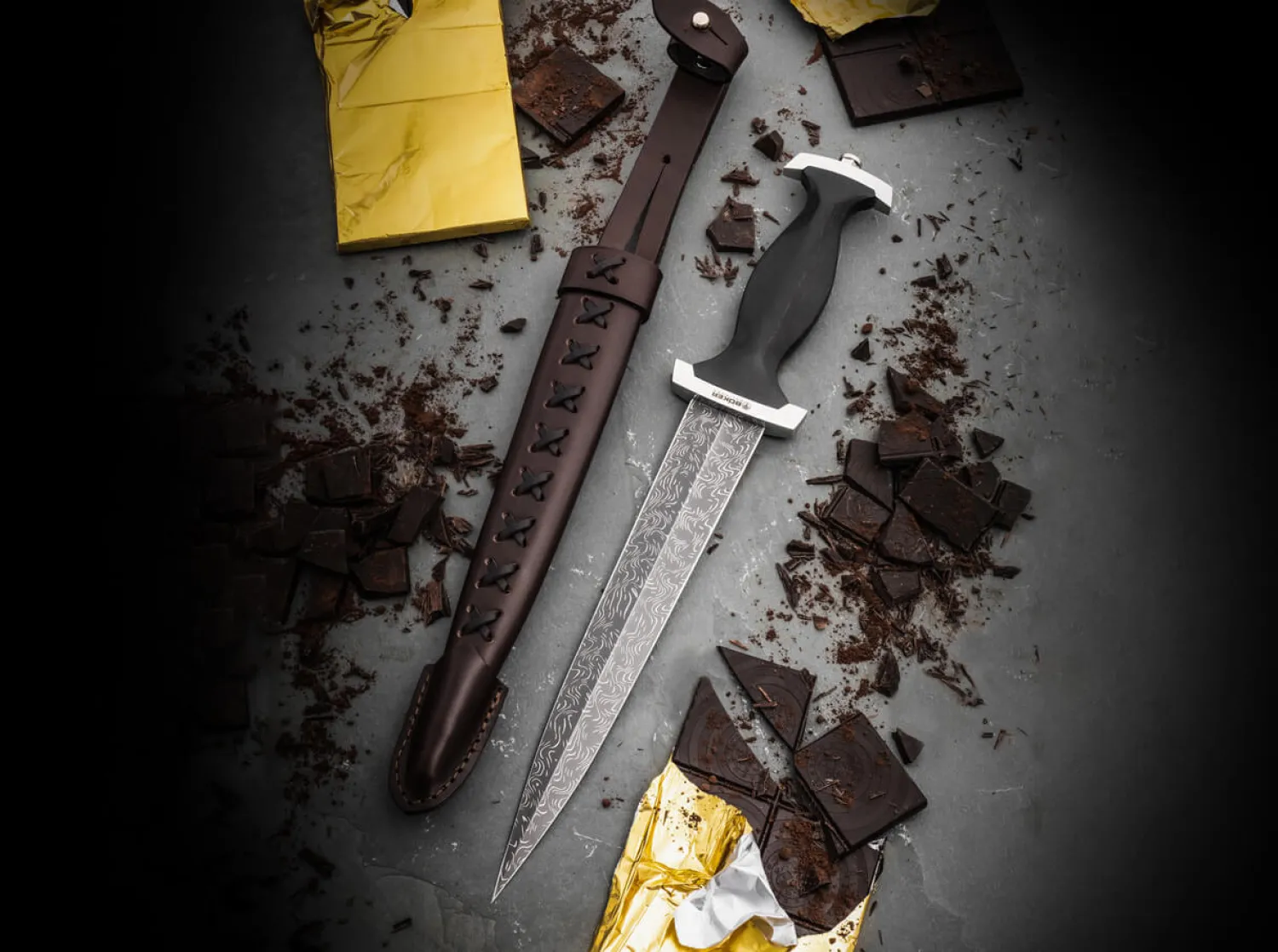 Schweizer Dolch Mosaikdamast>Böker Manufaktur Solingen Best