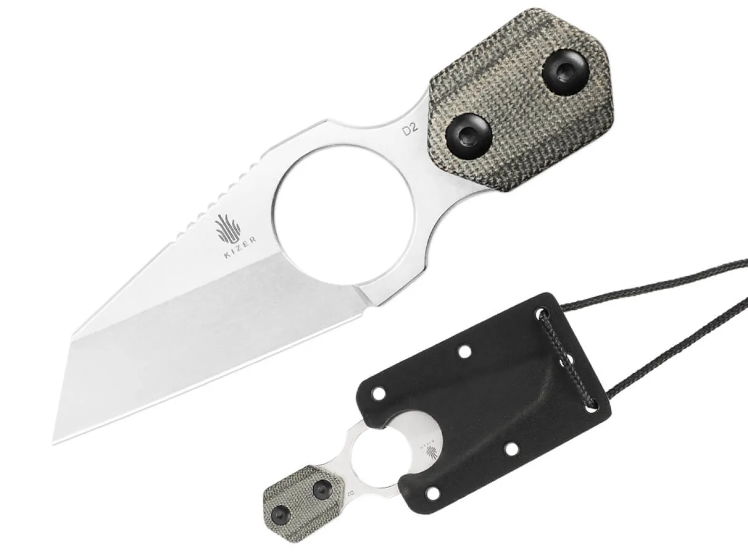 Variable Wharncliffe D2 Micarta Green>Kizer Discount