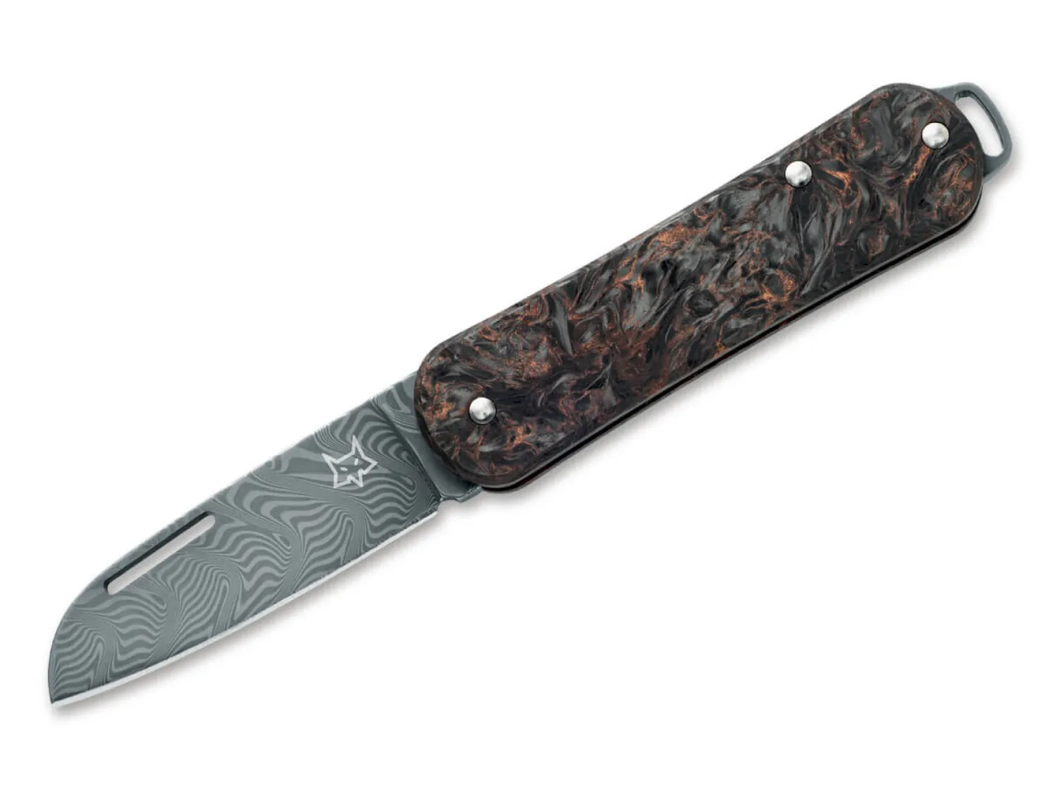 Vulpis 108 Limited Dark Matter Copper CF Damascus>Fox Knives Sale