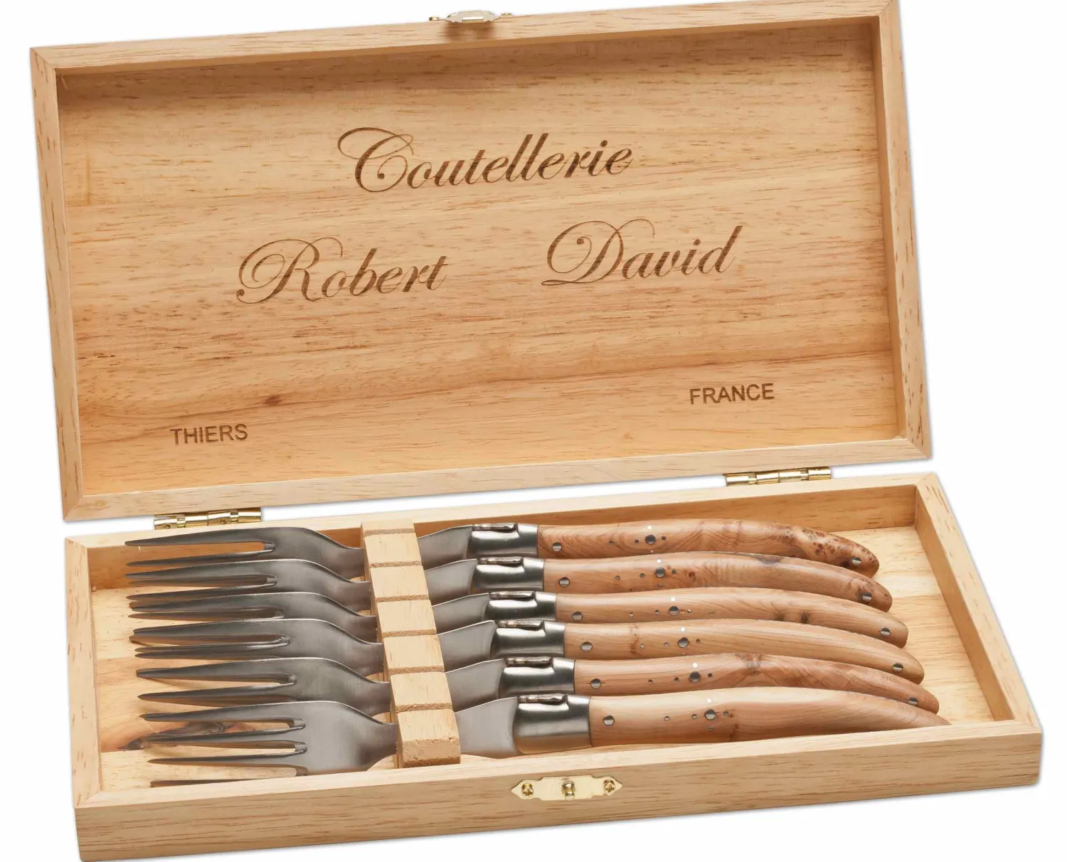 Wacholderholz Steakgabel Set>Robert David Outlet